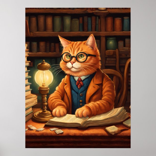 póster de gato de biblioteca #15 (Frente)