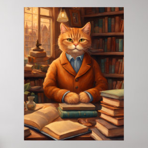 póster de gato de biblioteca #16