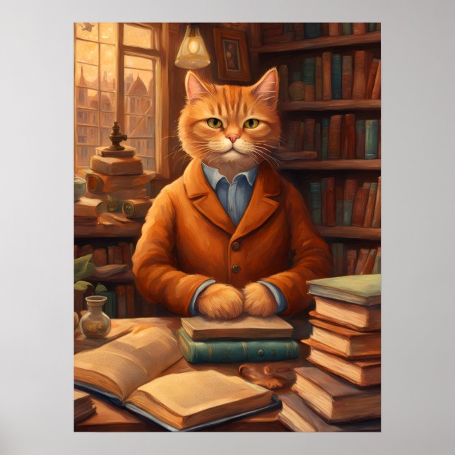 póster de gato de biblioteca #16 (Frente)