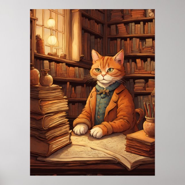 póster de gato de biblioteca #2 (Frente)
