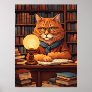 póster de gato de biblioteca #9
