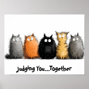 Póster de gato de dibujos animados de 16 x 12