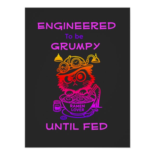 Póster de gato de ramen steampunk (Anverso)