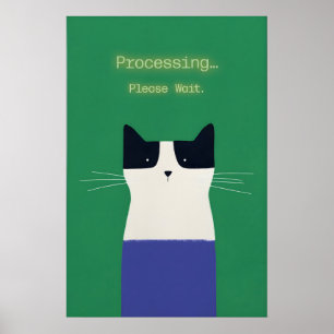 Póster de gato divertido 'Procesando' Arte de impr