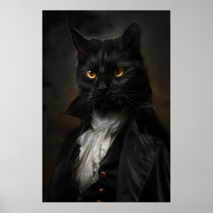 Póster de gato gótico con traje Arte victoriano vi