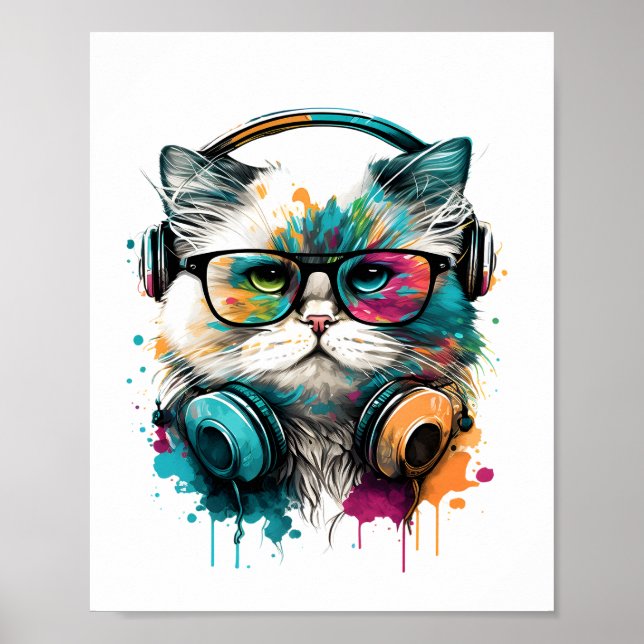 Póster de gato musical  (Frente)