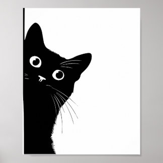 Póster de gato negro de perfil para amantes de los