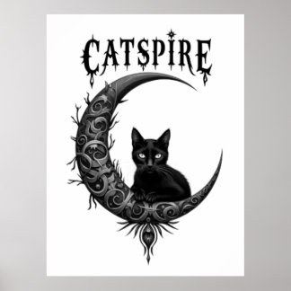 Póster de gato negro gótico Catspire Moon