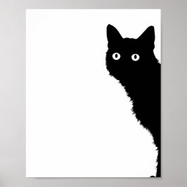 Póster de gato negro lindo de perfil para amantes 