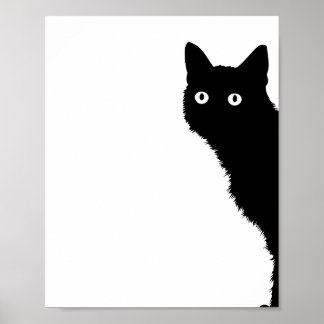 Póster de gato negro lindo de perfil para amantes 
