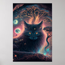 Póster de Gato Negro Místico | Arte de Bruja 1