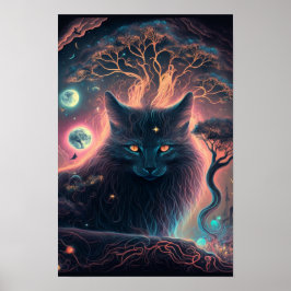 Póster de Gato Negro Místico | Arte de Bruja 1