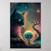 Póster de Gato Negro Místico | Arte de Bruja 3