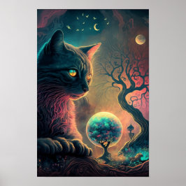 Póster de Gato Negro Místico | Arte de Bruja 3