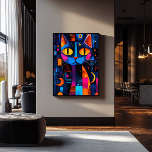 Poster de gatos de geometría expresionista - Arte 