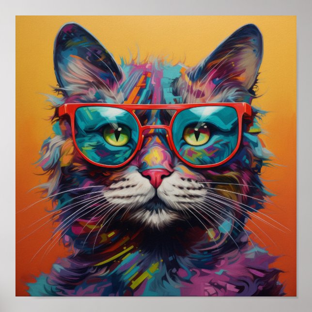Poster de gatos lúdico y audaz - Arte Mascota vibr (Frente)