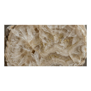 Póster de geoda de cuarzo cristalino mineral dorad