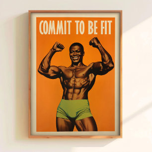 Póster de gimnasio culturista negro arte de pared 