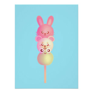 Poster De Glossy De Dango De Oso Y Rana Cubierta