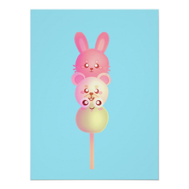 Poster De Glossy De Dango De Oso Y Rana Cubierta (Anverso)