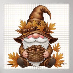 Póster de gnomo de otoño