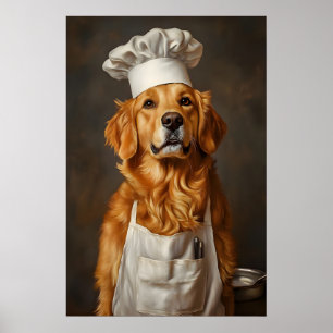 Póster de Golden Retriever con sombrero de chef, i