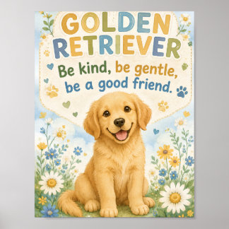 Póster de Golden retriever sé amable