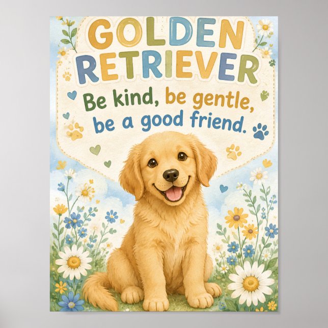 Póster de Golden retriever sé amable (Frente)