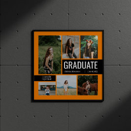 Póster de graduación de 6 fotos naranja y negro