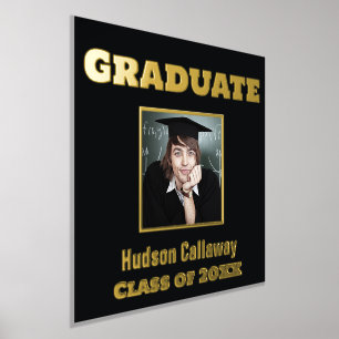 Poster de graduación de Relieve metalizado dorado 