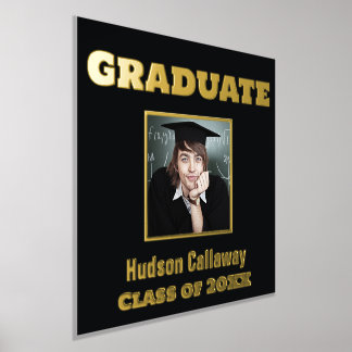 Poster de graduación de Relieve metalizado dorado 