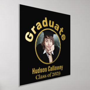 Poster de graduación de Relieve metalizado dorado 