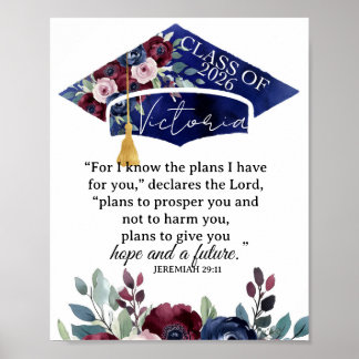 Póster de graduación personalizado con nombre. Bib