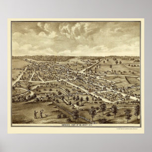 Póster De Graff, OH Mapa Panorámico - 1875