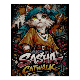 Póster de graffiti Sasha Catwalk Y2K