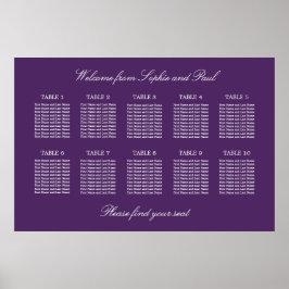Póster de gráfico de asientos de boda de mesa 10 d