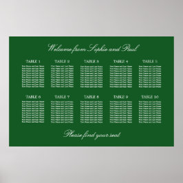 Póster de gráfico de asientos de boda de mesa 10 v