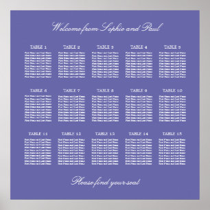 Póster de gráfico de asientos de boda de mesa 15 d