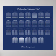 Póster de gráfico de asientos de boda de mesa 26 a