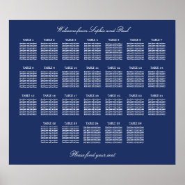 Póster de gráfico de asientos de boda de mesa 26 a