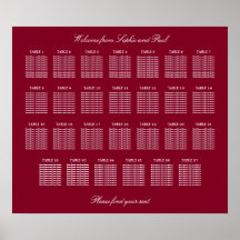 Póster de gráfico de asientos de boda de mesa 27 d