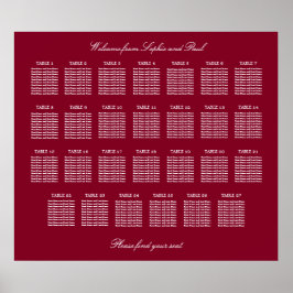 Póster de gráfico de asientos de boda de mesa 27 d
