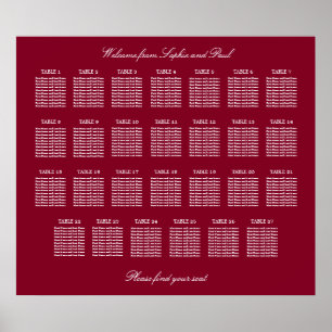 Póster de gráfico de asientos de boda de mesa 27 d