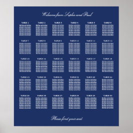 Póster de gráfico de asientos de boda de mesa 30 a