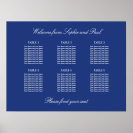 Póster de gráfico de asientos de boda de mesa 6 az