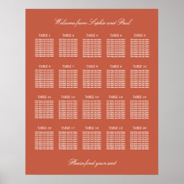 Póster de gráfico de asientos de boda de mesa Terr