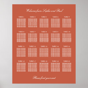 Póster de gráfico de asientos de boda de mesa Terr