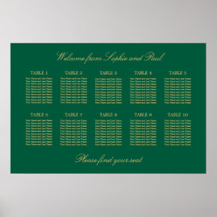 Póster de gráfico de asientos de mesa 10 beige dor