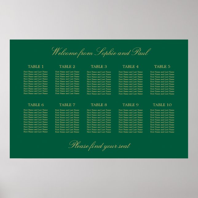 Póster de gráfico de asientos de mesa 10 beige dor (Frente)