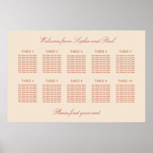 Póster de gráfico de asientos de mesa 10 de Terrac